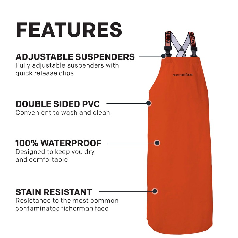 Grundens Shoreman PVC Apron, Orange, ONE SIZE