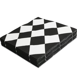 40 Pcs Checkered Paper Napkins Black and White Pliad Napkins Racing Car Themed Party Napkins Checkered Flag Party Supplies