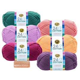 Lion Brand Yarn - 24/7 Cotton - 6 Skein Assortment (Mix 9)