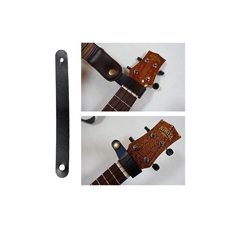 KIWAYA HS-BK Genuine Leather Ukulele Head Strap BLK (Perfect for