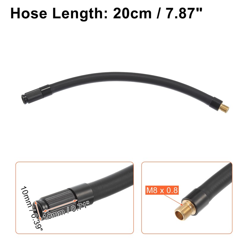 X AUTOHAUX 20cm Car Tire Inflator Extension Hose Chuck Black