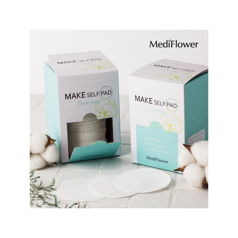 Mediflower 메디플라워 메이크업 셀프 패드 100매+리필 130매x2 / 화장솜 클렌징패드