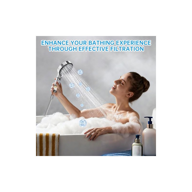 Filtered Shower Head with Handheld, 6-Spray High Pressure Shower Head