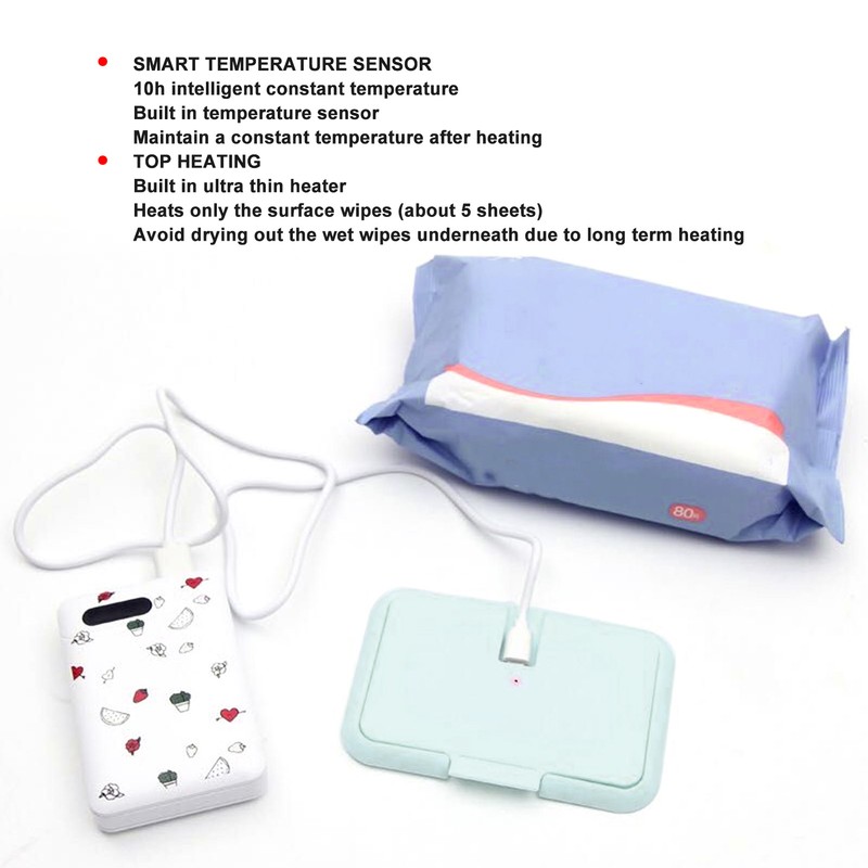 Baby Wipe Warmer Portable Even Heating Constant Temperature Ultrathin USB