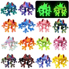 16 Pcs 3D Printed Frog Fridge Magnets, Articulated Movable Joints Fridge Magnet, Including 2 Glow in the Dark Cute Animal for Refrigerator Locker Whiteboard, Home, Kitchen and Office Decoration