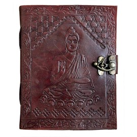 OVERDOSE Gautam Buddha Journal Notebook Handmade Leather Travel Diary Writing Journal Organiser Planner Diary Size 5 x 7 Inches 12 x 17 cm