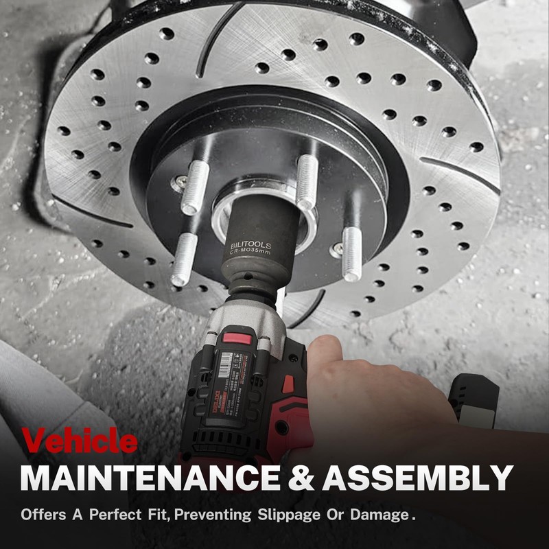 BILITOOLS 12 Point Axle Nut Socket Set, 1/2" Drive Spindle