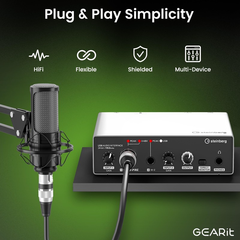 GEARit XLR Male to Female Microphone Cable (6 Feet, 6-Pack)
