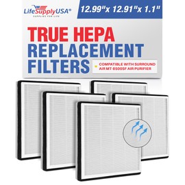 LifeSupplyUSA True HEPA Filter Replacement Compatible with Surround Air MT-8500SF Air Purifier (5-Pack)