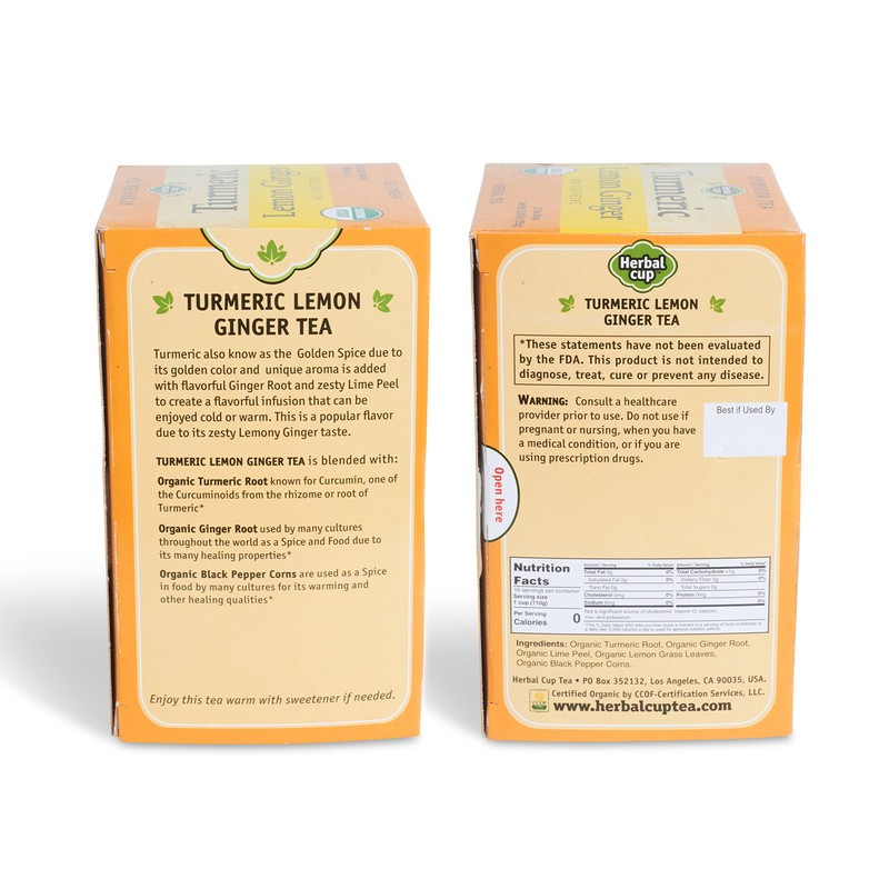 Herbal Cup Ayurveda Turmeric Tea, Organic Lemon Ginger, No Caffeine