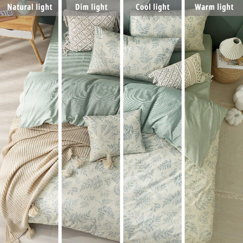 LEMIROE Botanical Cotton Comforter King Size - Dusty Green Comforter