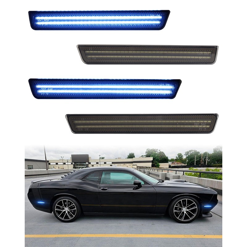 PWOBVZ Blue LED Side Marker Lights for Dodge Challenger 2015-2023,