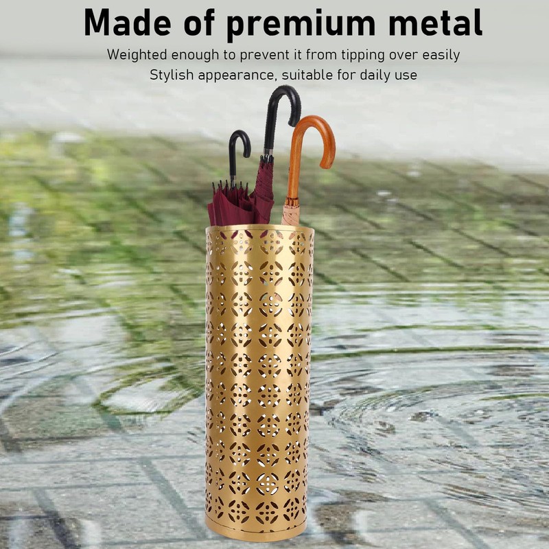 Fockety Metal Umbrella Holder, Round Proof Umbrella Storage Organizer Hollow