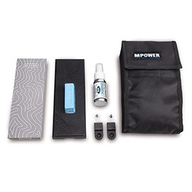 MPOWER MPOWER - 8" Pro Modular Diamond Bench Stone - Single Sided 1200# - On-Board Leather Strop - Polishing Wax - Lapping Fluid - Cleaning Block & Storage Case