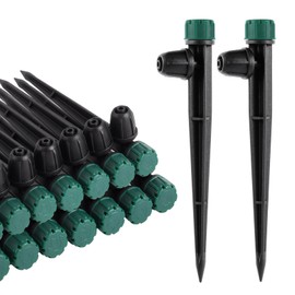 FOGWOWO Pack of 50 Drip Irrigation Emitter Dripper for 1/4 Inch Irrigation Hose, 360 Degree Adjustable Irrigation Dripper to 5.5 Inch Post for Garden Irrigation System