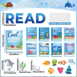 Under The Sea Reading Bulletin Board Poster for Classroom Motivational Dive Into Reading Bulletin Board Ocean Blue Animal Cutouts Elementary Educational Prints Poster for Teachers Preschool Library