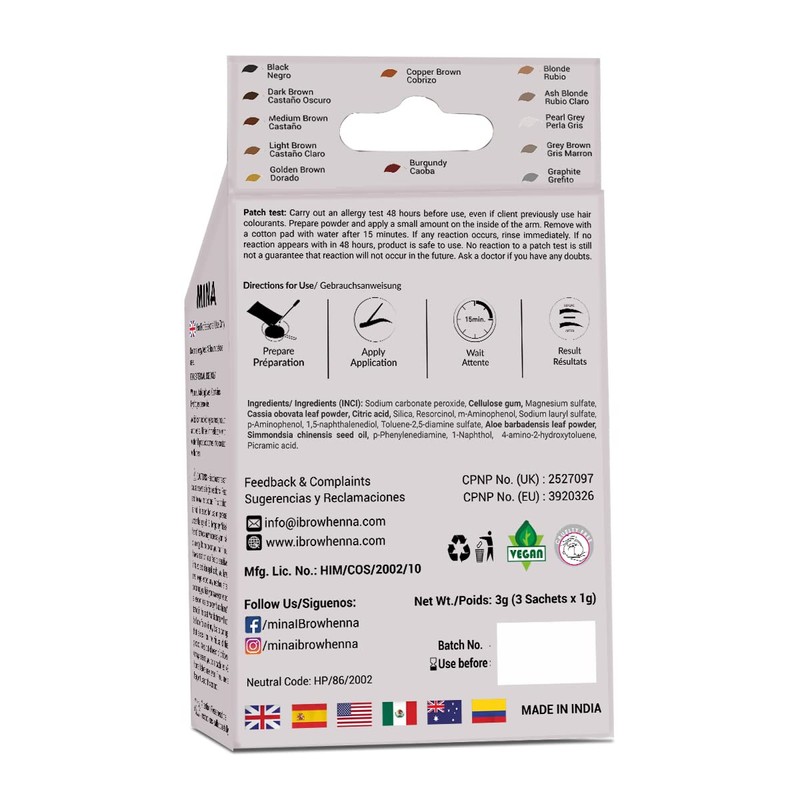 MINA ibrow Henna Regular Pack & Coloring tint kit up