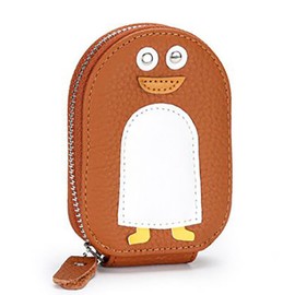 Honesty Mouth Credit Card Case, Women's, Men's, Large Capacity, Thin, Genuine Leather, Cute, Penguin, Card Holder, Mini Wallet, Coin Purse, 05: brown