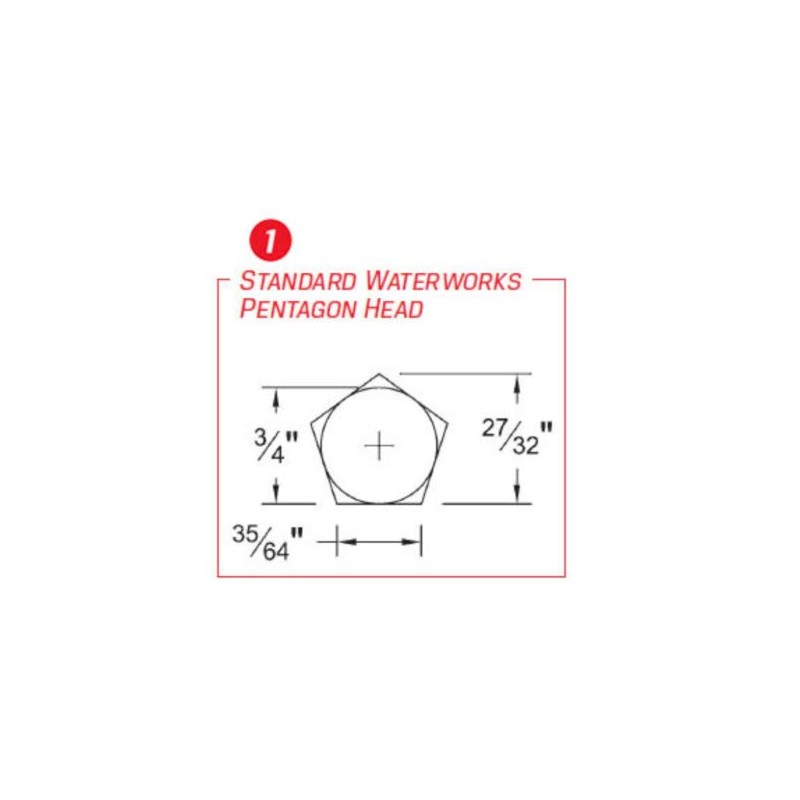 Trumbull HK-0 Curb & Meter Box Key/Wrench, Std Pentagon Nut
