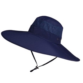 MINAKOLIFE Super Wide Brim Bucket Hat UPF50+ Waterproof Sun Hat for Fishing Hiking Camping (Navy)