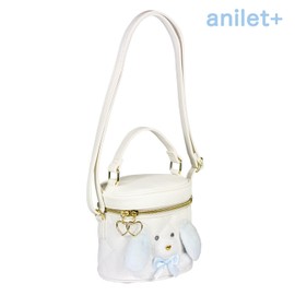 anilet + Animal Cow Vanity Shoulder Bag, Dog, White, Ribbon, Girls, Elementary School Students, blue (light)