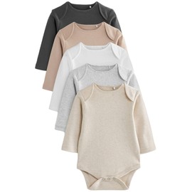 NEXT 5 Pack Essential Long Sleeve Baby Bodysuits, neutral