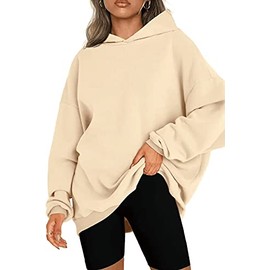 NEYOUQE Women's Oversized Hoodies, Sweatshirts, Long Sleeve Plain Winter Jumper, C-beige