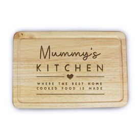 eBuyGB Mummy's Kitchen Wooden Cutting Chopping Board, Where The Best Home Cooked Food is Made, Mum Birthday Gift, Brown