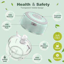 Electric Herb Grinder with Mini Scoop & Brush - 3.5-Inch 3.4oz USB Cordless, Adjustable Coarse to Fine Grind for Spices/Garlic/Herbs - Waterproof Portable Food Chopper (Green)