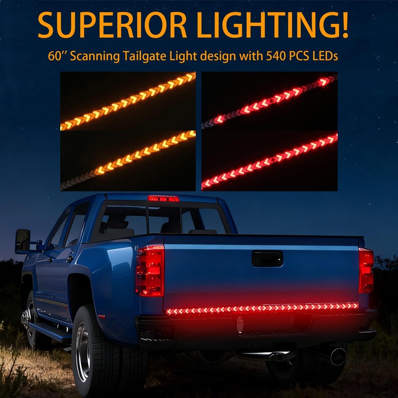 SZSSXPL 60 Inch LED Tailgate Light Bar with Bright Arrow