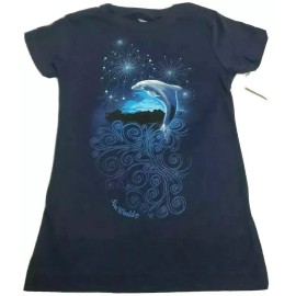Sea World Girls Cotton Round Neck Navy Blue T Shirt Size Medium