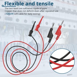 ALLmeter 5-Pack Stackable Test Leads - Banana Plug to Hook,10A/60V,UL Certified,100cm Professional Electronics Testing Cables