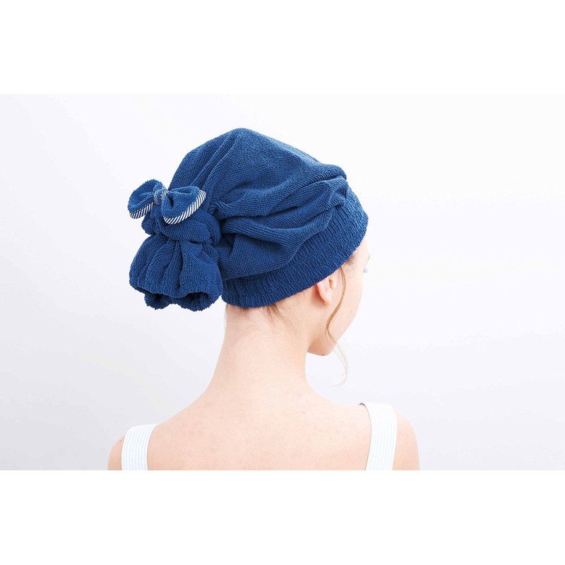 フェイスアップドライキャップ シュシュ付 ネイビー