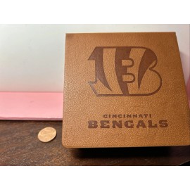 Memory Company THE MEMORY COMPANY Cincinnati Bengals Faux Leather 5 Coasters Set w/Holder New