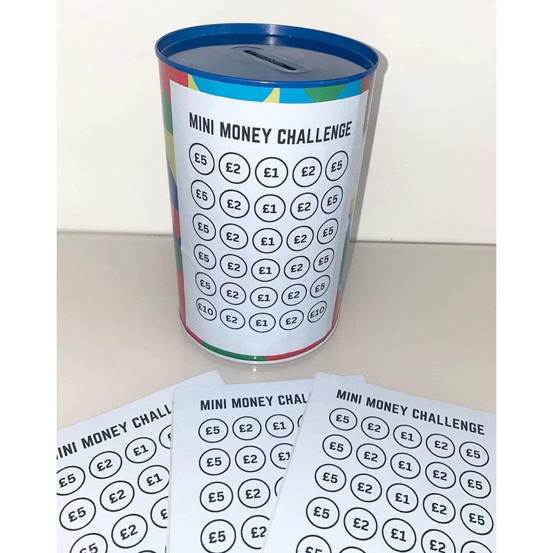 Money Tin Challenge Sticker Only (Blue, Mini Challenge)