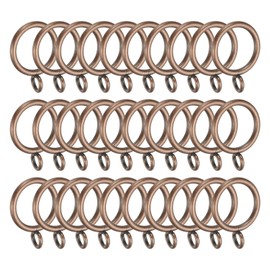 PATIKIL 1 Inch Inner Dia Curtain Rod Rings with Eyelets, 30 Pcs Metal Drapery Ring for Curtain Rods Hoop Pins, Copper Tone
