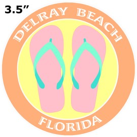 Athena Brands Flip Flops Delray Beach Florida - Car Truck Window Bumper Graphics Sticker Decal - Sunset Orange