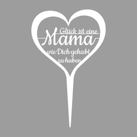 Illumino Grave Stake Grave Decoration Heart Weatherproof Grave Decoration Made of Steel with Mourning Saying I Glück ist eine Mama..I Eine liebevolle Erinnerung