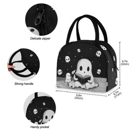 Ghost Lunch Bag for Women Men Reusable Insulated Lunch Tote Bag for Office Work School Picnic Hiking
