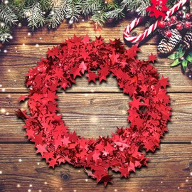 MOUMOUTEN Star Garland, 7.5m Star Shaped Tinsel Garland, Decor Star Garlands for Christmas Trees, Party, Home Decoration(Red)