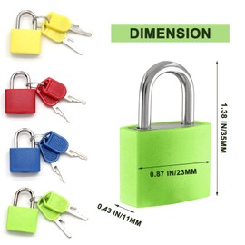 Litoexpe 4 Pcs Suitcase Locks with Keys, Small Luggage Locks Metal Padlocks Key Lock Set for School Gym(Dark Blue, Red, Green, Yellow; 1.3 inch x 0.91 inch)