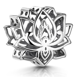MATERIA by Matthias Wagner Lotus Flower Charms Pendant 925 Sterling Silver for Beads Bracelet 748