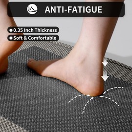 QiCaiJia Anti Fatigue Kitchen Mats for Floor, Super Absorbent Kitchen Rugs Non Slip Washable, Soft Braided Kitchen Runner Rug, Standing Mat Kitchen Sink Mat, Easy to Clean, Black 17x30