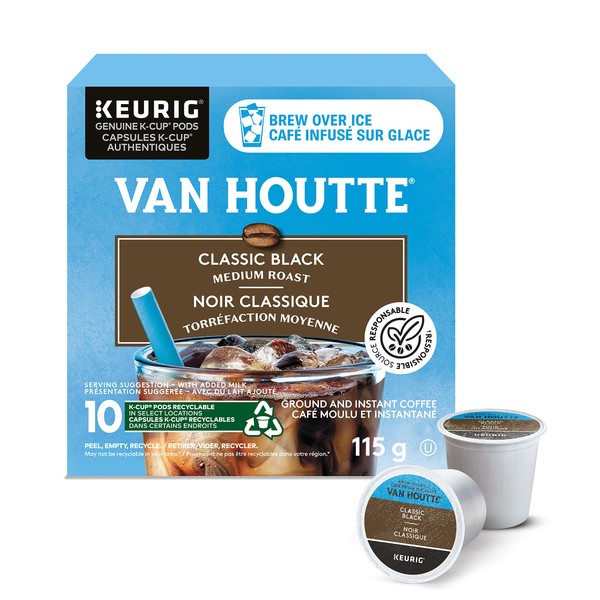 Van Houtte Brew Over Ice Black Classic K-Cup Coffee Pods, 10 Count For Keurig Coffee Makers