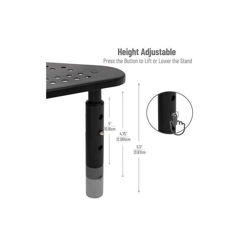 Mind Reader TRISTAND-BLK Stand Riser, Triangle Adjustable, Ventilated Metal for