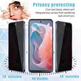 Anbzsign [2+2 Pack for Moto G Power 5G (2024) Privacy Tempered Glass Screen Protector and Camera Lens Protector, Anti-Spy 9H Hardness Case Friendly Film for Moto G Power 2024 5G.