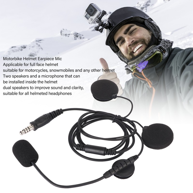 Motorbike Full Face Helmet Earpiece Mic 7.1mm Plug Two Way