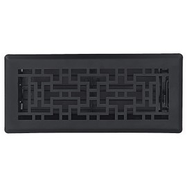 Sierra Grates 4" x 10" Oriental Design Floor Register in Cast Iron Black Finish with Air Filter - Vent Covers for Home Floor- Decorative Air Vent Covers- 4” x 10” (Duct Opening) - Case of 5