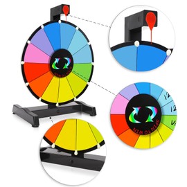 iElyiEsy Spinning Prize Wheel 12 Inch Tabletop Prize Wheel Spinner with Stand, 12 Color Slots, Erasable Surface for Trade Show Carnival Party Fortune Game