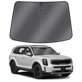 Mixsuper Liner Windshield Sun Shade for Kia Telluride 2020-2024 2025 Windshield Sunshades for Telluride Accessories Foldable Sun Visor Front Window Sun Shades Cover Keep Cool Block UV Heat